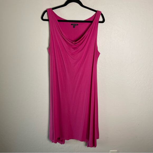 Eileen Fisher Sleeveless Cowl Neck Stretch Jersey Knit Dress in Pink Lotus Large - Picture 2 of 12